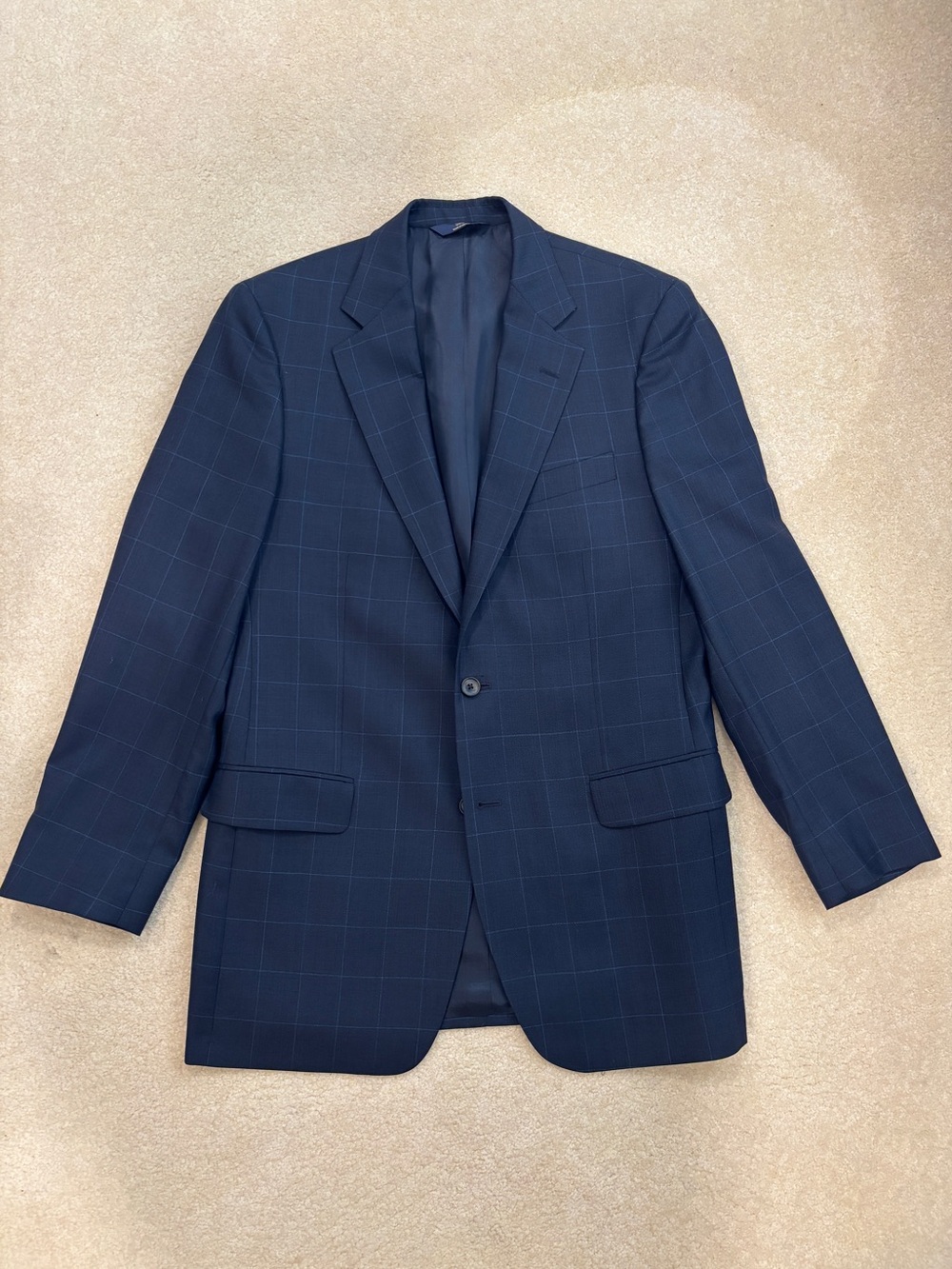 Brooks Brothers Classic Navy Windowpane Men's Blazer Size 40 Long